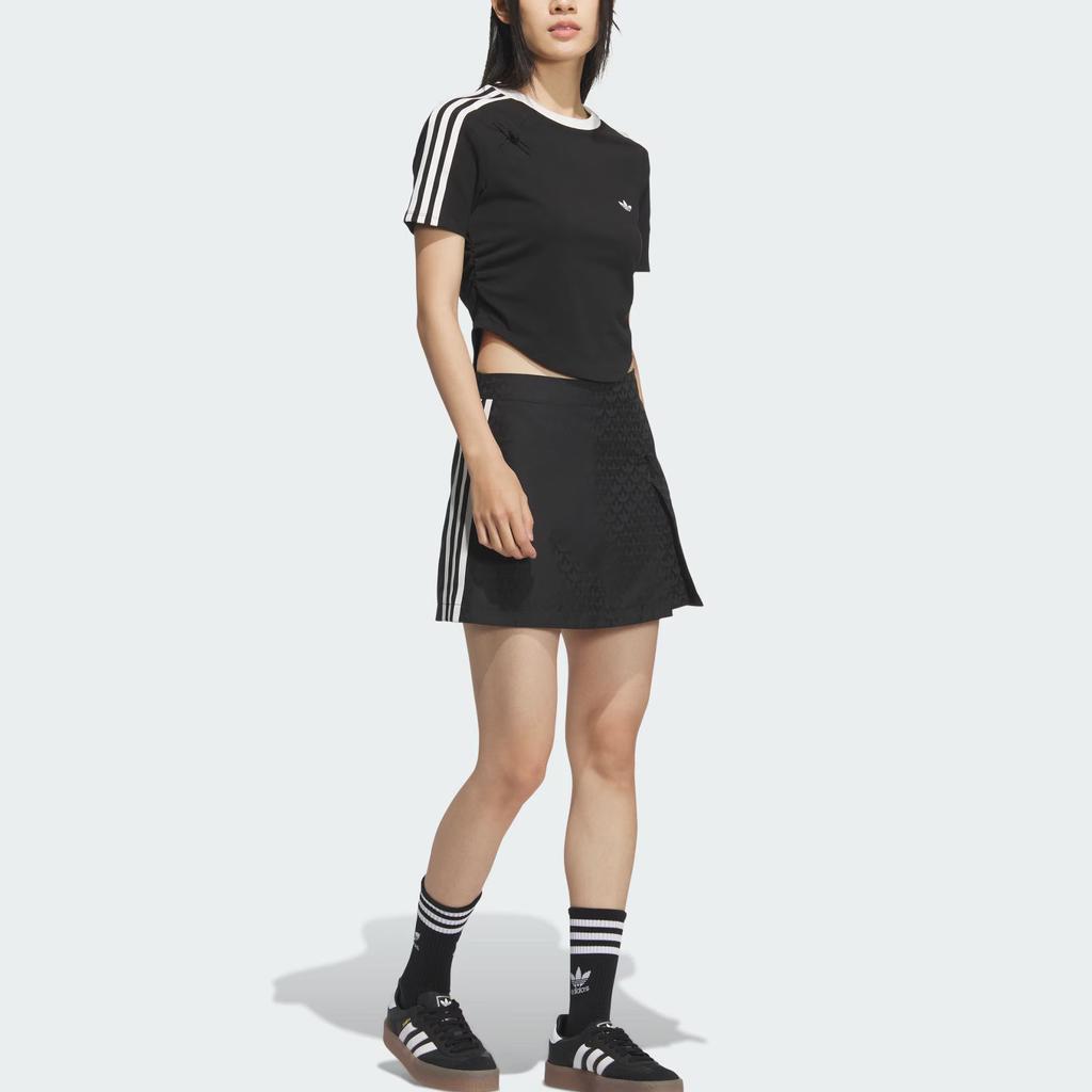 Adidas Originals New Ss25 Chinese Year Skirt Brand Logo Three Stripes Full Print Retro Sports Skirt Casual Shorts Women Skirts KC5842