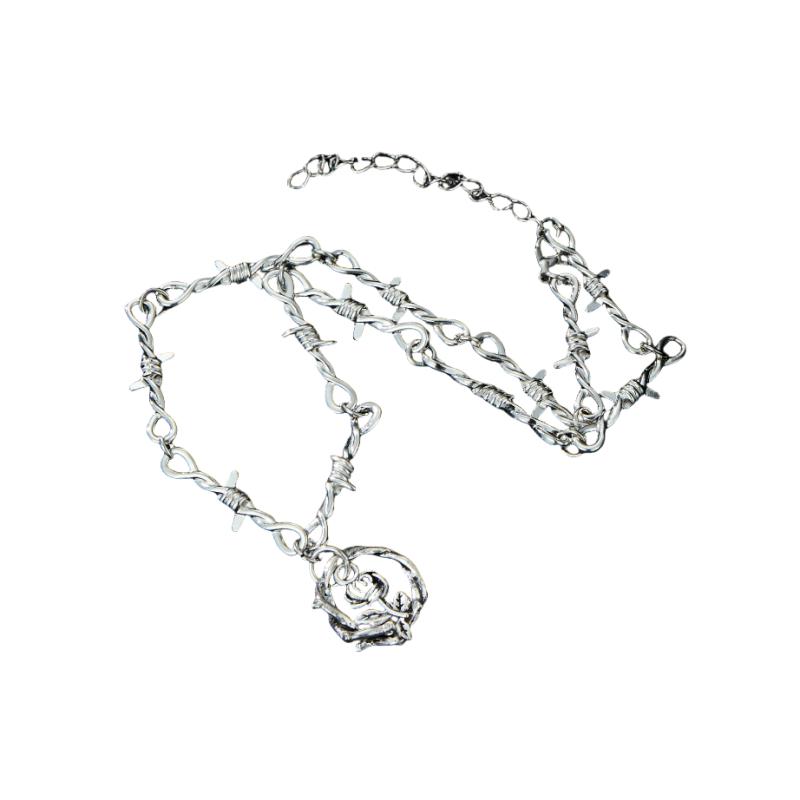 Punk Gothic Thorn Rose Pendant Necklace Women's Y2k Retro Sweet Cool Hip Hop Accessories Harajuku Party Zircon Gifts