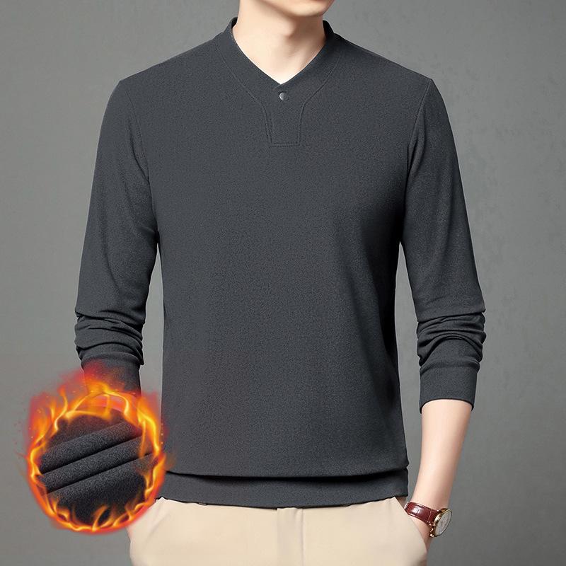 Men s Douyin Bestseller Double-Sided Fleece Hoodie: Winter Warm, Thick, Plus Velvet, Long Sleeve Base Layer XL (135-145 Jin)
