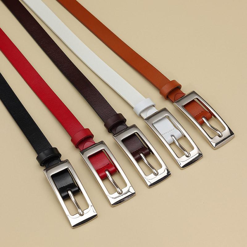Leather Ladies Trendy Belt With Alloy Closure And Geometric Style For Business Outings And
