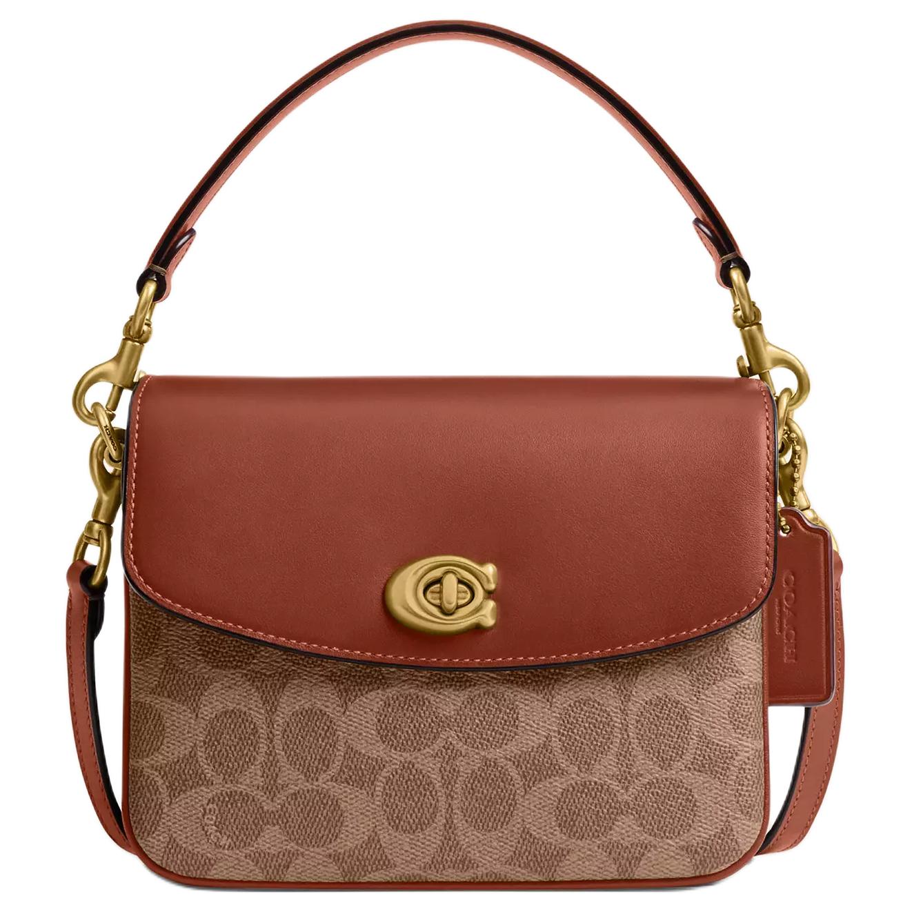 

Coach Cassie 20 Removable Chain Shoulder Strap Turn Lock Closure Coated Canvas Shoulder Bag Small Women shoulder bag Brown-Yellow Caramel CV436-B4XHG Gift Box Set (Basic Set+Yellow Box)