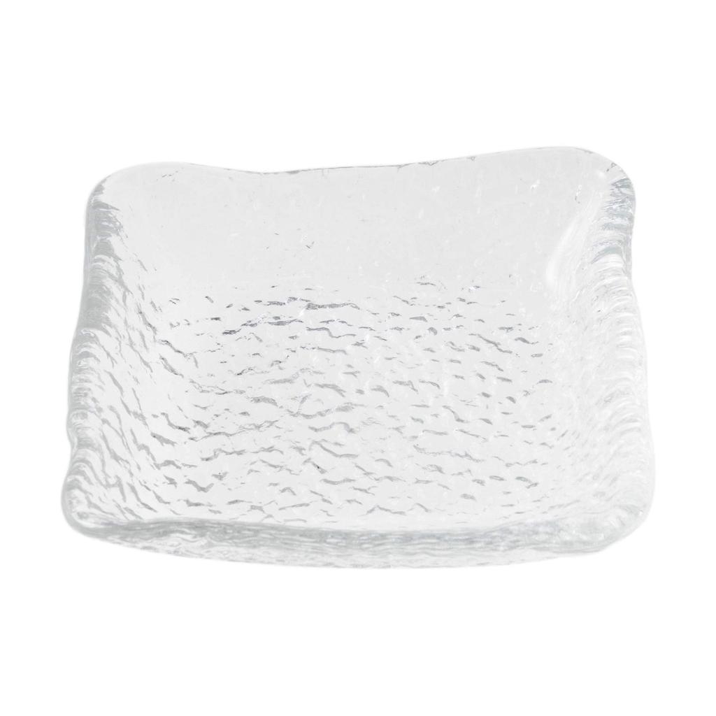 Aoyama Glass Square Plate, 11cm, Asatsuyu (morning dew) design, Made in Japan, AMG-MAY-10