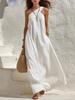 2026 European and American summer new fashion sleeveless slant shoulder backless elegant temperament vacation solid color dress women