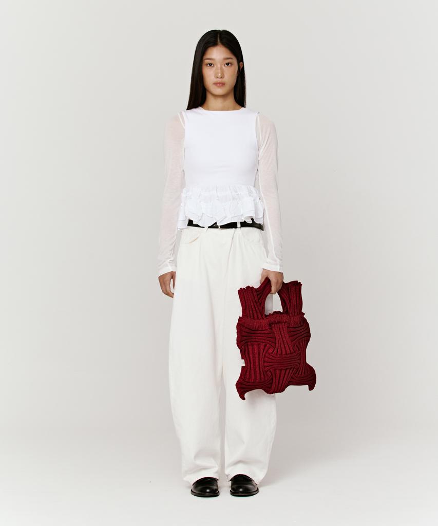 Pleatsmama Big Bow Bag Glitter Burgundy