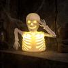 Halloween Pumpkin Skull Night Light, LED Spooky Decor for Haunted House, Glowing Ghost Ornament for Table Centerpiece