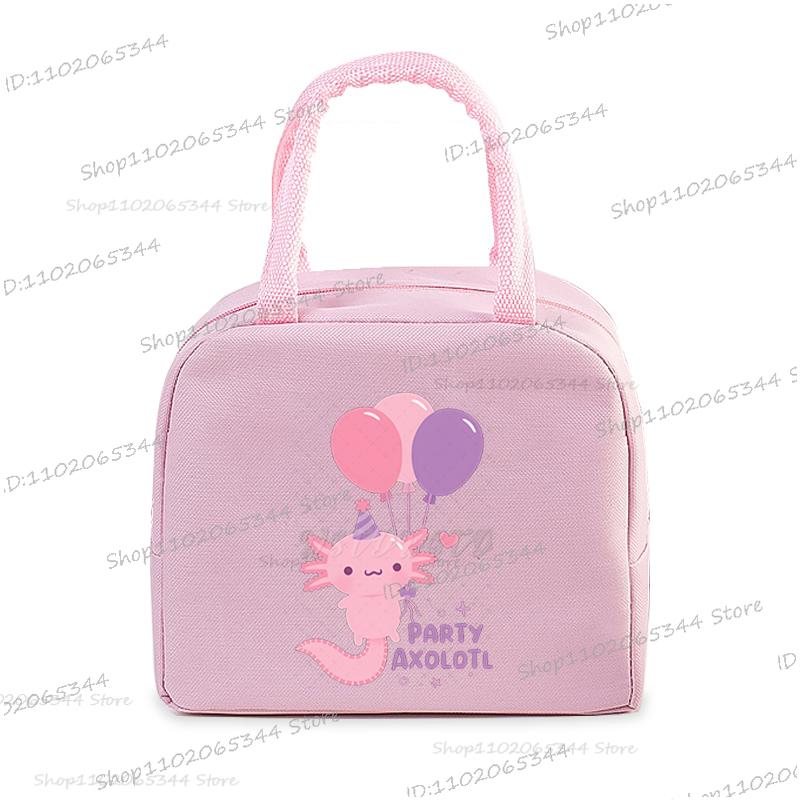 Funny Axolotl Series Lunch Bag Women Cartoon Axolotl Graphics Bento Thermal Handbags Thickened Insulation Kids Lunch Box Bag