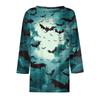 Women's Fashion Casual Three-quarter Sleeve Halloween Printed Round Neck Top