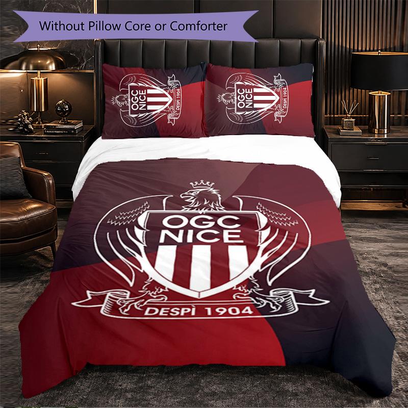 OGC Nice FC Themed Bedding 3Pcs Duvet Cover Set Decorative Bed Linen For Teen Room Home Decoration