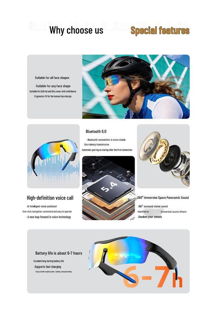 G79-AI Smart Translation Bluetooth Sunglasses – Black Tech for Outdoor Sports, Calls & Music
