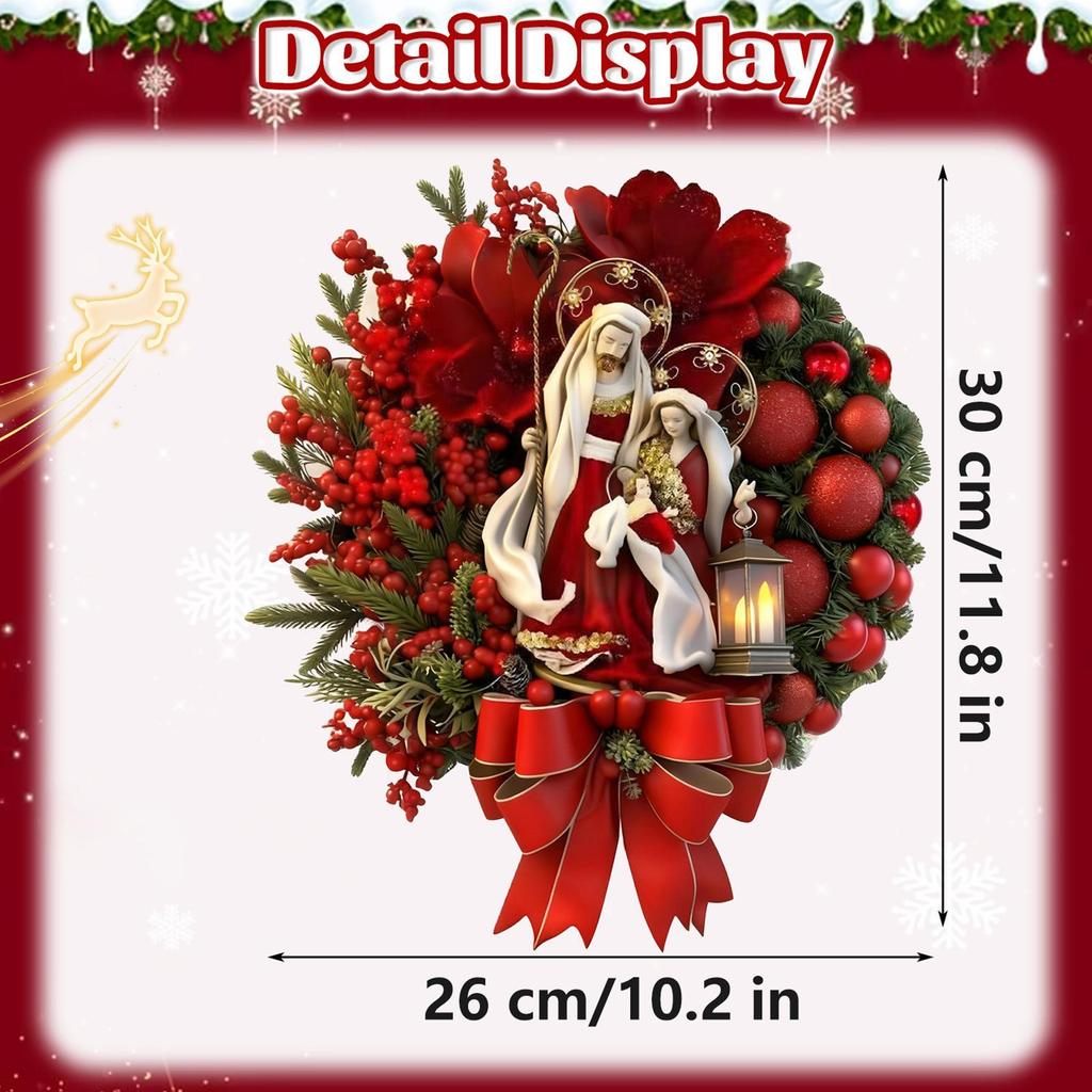 Artificial Christmas Wreath Winter Holiday Home Decorations Red Berry Christmas Wreath For Indoor Outdoor Window Wall Fireplace