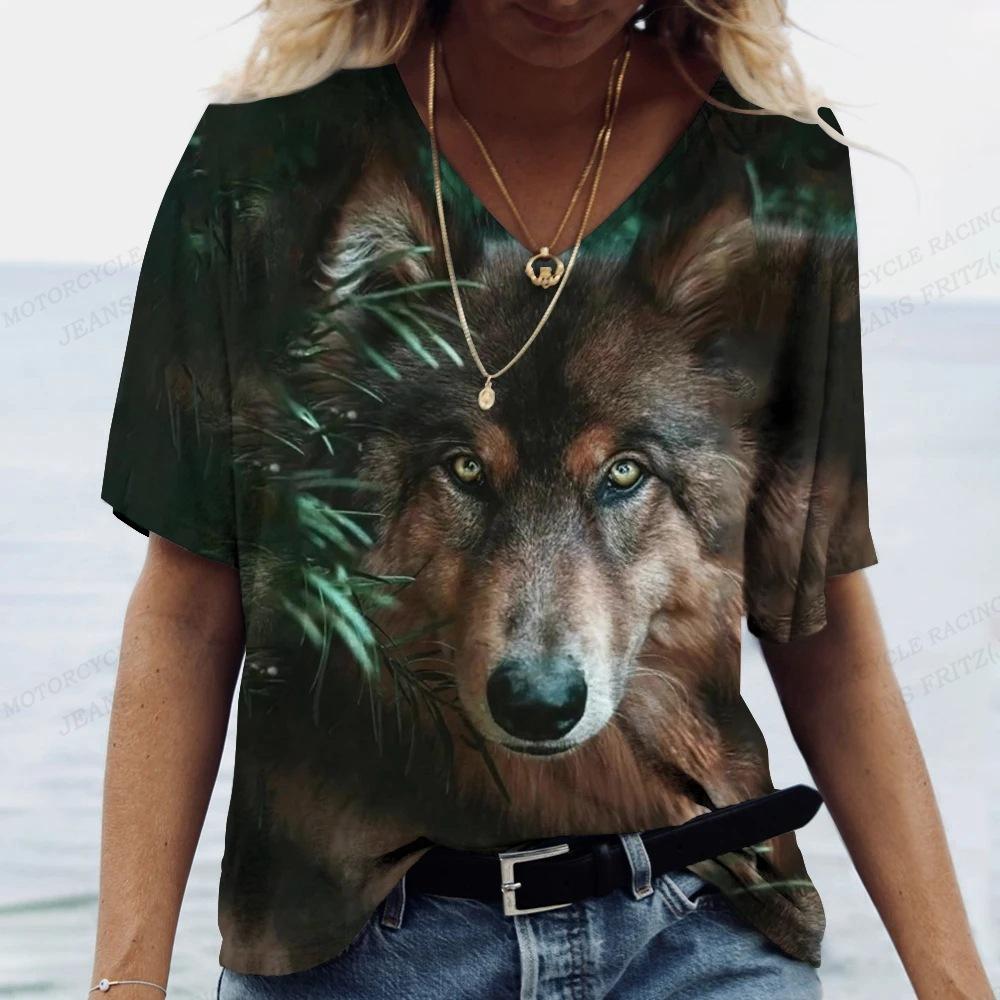 T-shirt d'été pour femmes Vêtements Animal Loup T-shirt imprimé en 3D