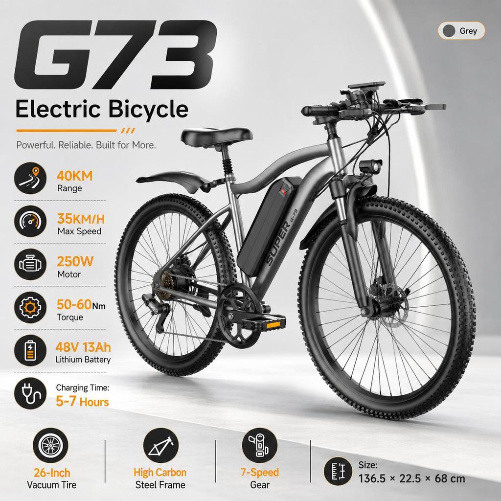 G73 Elektrické kolo pro dospělé, 250W48V13Ah Elektrické kolo pro venkovní jízdy.