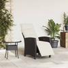 VidaXL Reclining Garden Chair with Side Table Black Polyrattan, Reclining Patio Chair, Garden Armchair 4108275