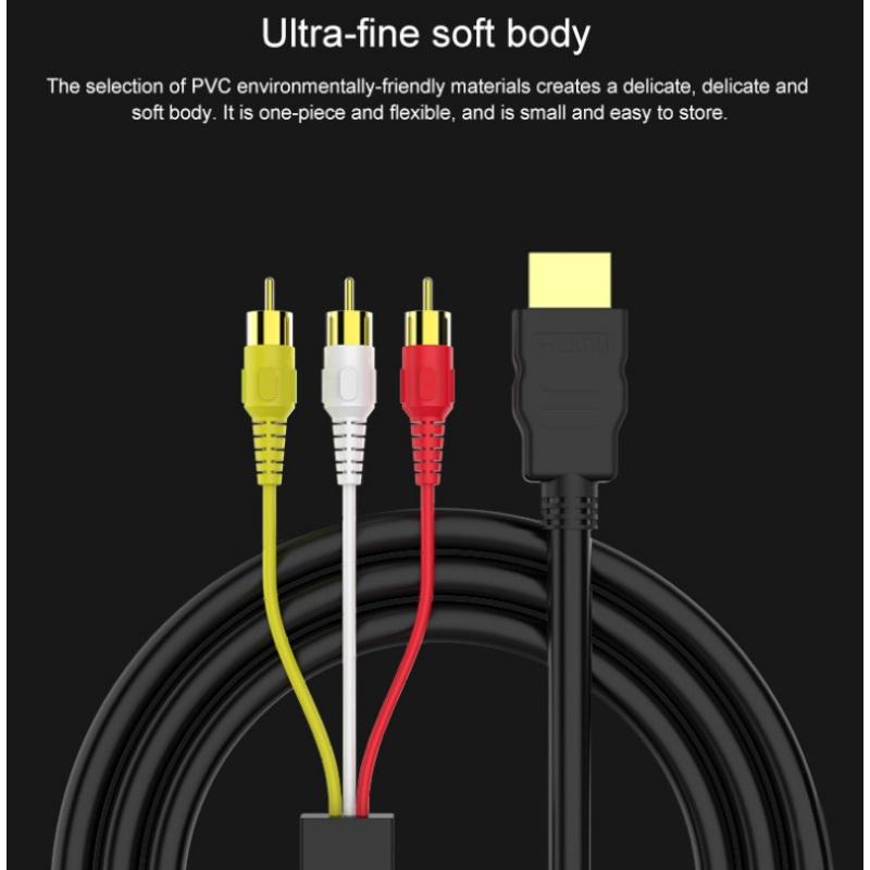 Cablu adaptor video și audio 1080P HDMI masculin la 3 RCA Convertor audio video