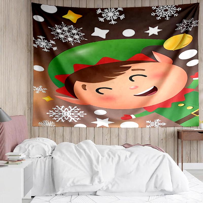 Christmas Print Tapestry, Backdrop, Easy Setup, Ideal for Bedroom, Office & Living Room, with Aesthetic Wall Hanging Decor.