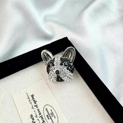 New Animal Brooch Full of Diamonds Retro Creative Dou Puppy Pin Brooch Personalized Alloy Tide Accessories