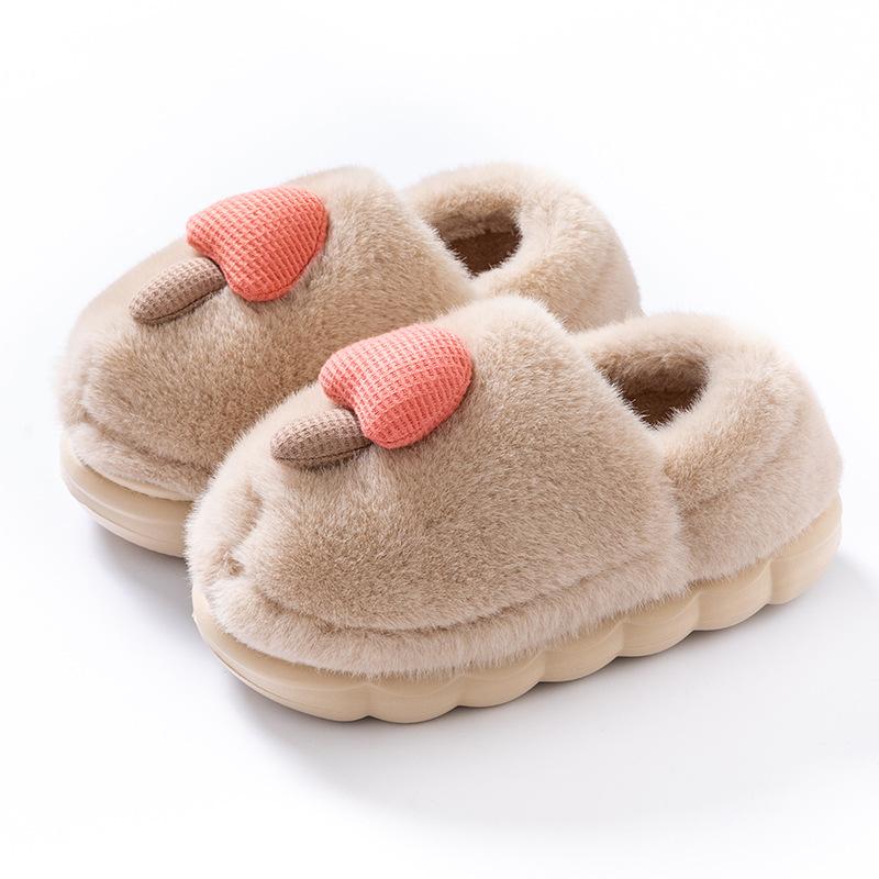 Cotton slippers women's autumn and winter 2025 new cartoon small mushroom indoor home velvet thick-soled super warm cotton shoes women