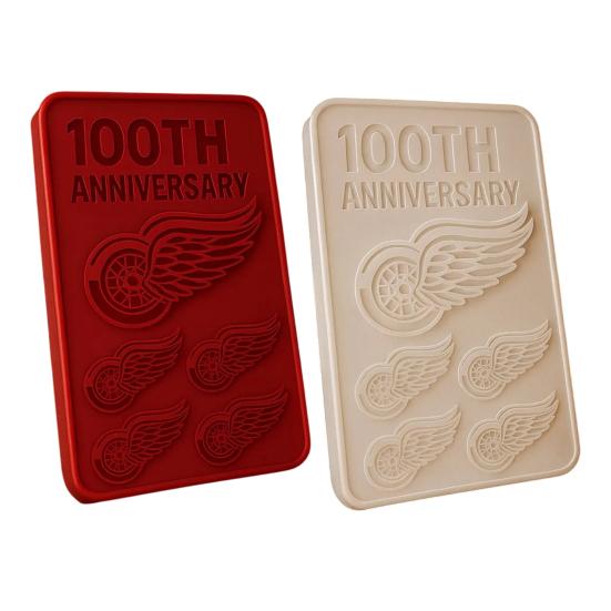 Red Wings 100. výročí Silikonová forma na led Opakovaně použitelná Výrobník ledových kostek na whisky pro DIY nápoje Zmrzlina