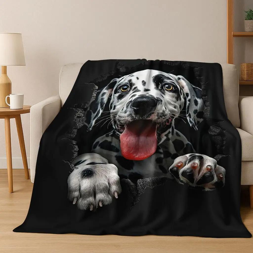 3D Illusion Breaking Wall Dog Puppy Cute Flannel Blanket,Cozy Soft Throw Blanket For Home Bedroom Bed Sofa Picnic Cover Gift Kid