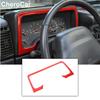 Raudonos vidinės prietaisų skydelio apdailos rėmelio apvadai Jeep Wrangler TJ 1997-2006