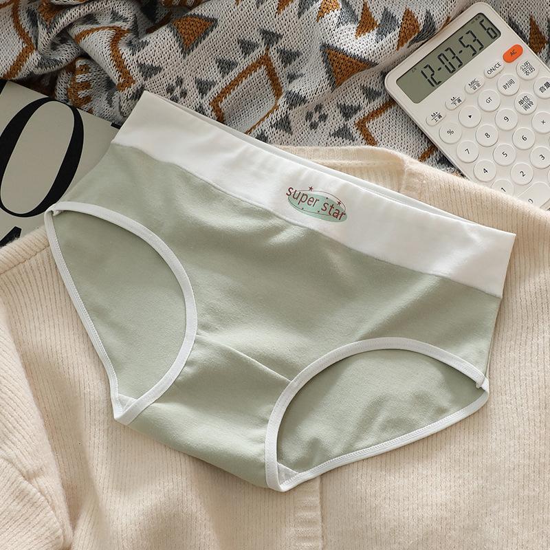 Ladies Spring and Summer Simple Lovely Letter Pure Cotton 7A Bacteriostatic Crotch Breathable Mid Waist Triangle Briefs