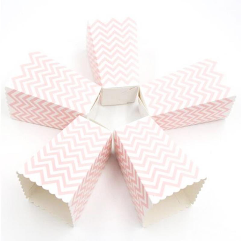 12 stücke Rosa Streifen Welle Dot Papier Popcorn Boxen Tasche Geburtstag Party Dekoration Weihnachten Baby Shower Party Supplies