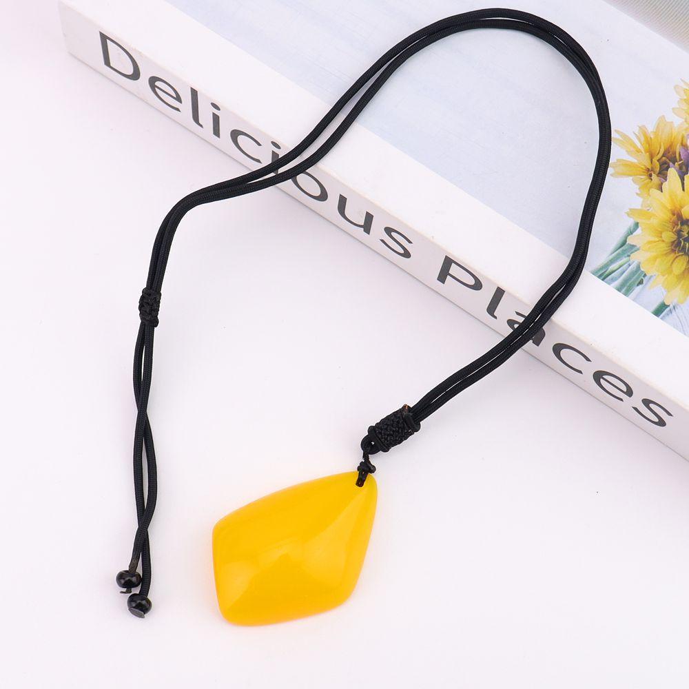 

Ethnic Style Imitation Beeswax Water Drop Necklace Core Wood Bead Long Sweater Chain Women S Imitation Amber Pendant N756