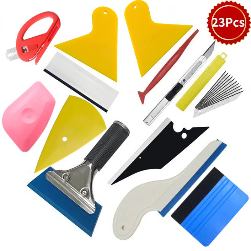 New Car Vinyl Tint Film Installation Tool Kit Rubber Scraper Magnetic Holder Wrapping Sticker Carving Knife with Spare Blades