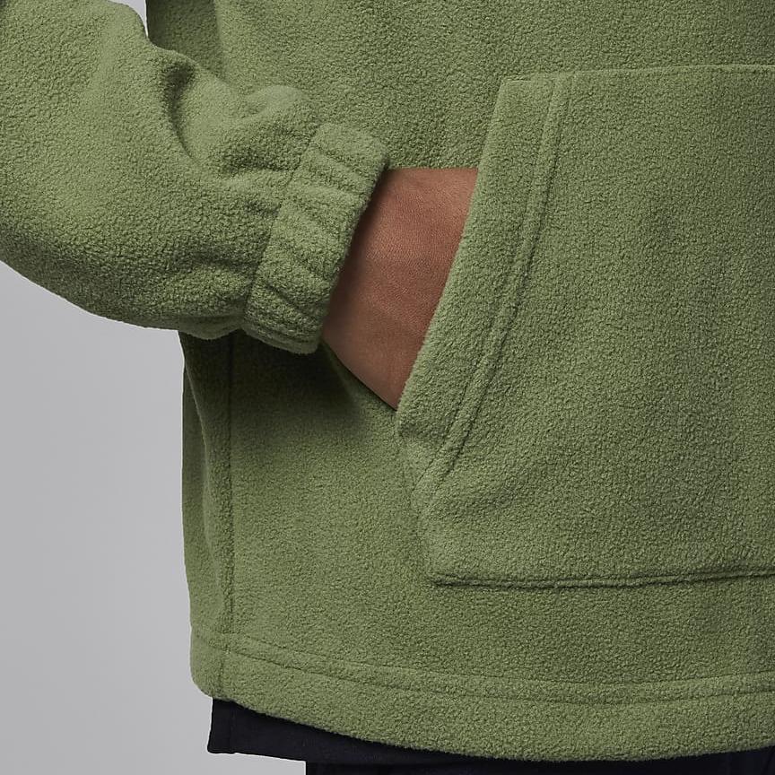 Jordan MJ Essentials Solid Color Stand Collar Half-Zip Fleece Casual Sweatshirt Kids Tops Green FZ1806-365