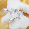 LSOOYH Natural Freshwater Pearl Earrings Choker For Women Casual Jewelry Pearl Bohemia Leaf Earrings