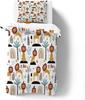 Zoo Animal Pattern Printed Duvet Cover, Children Bedding Set With 1 Pillowcases, Giraffe, Elephant, Panda, Lion Duvet Cove Set