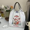 Handgefertigte bestickte Canvas-Tragetasche und Umhängetasche mit großem Fassungsvermögen