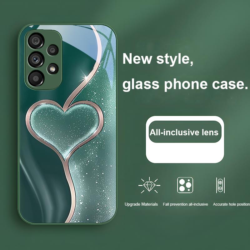 Verde Gradiente Amor Prateado Para Samsung Galaxy Note 10 Plus S20 21 FE S23 Ultra S8 9 A70 72 73 50 51 52 53 Capa de Vidro para Celular