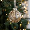 8CM Clear Bauble Christmas Tree Ball Gold Glitter Painted Christmas Hanging Ball  Festive