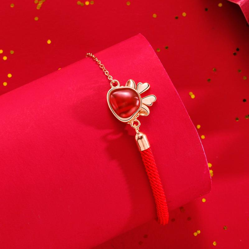 Original Lucky Moe Dragon Hand Rope Female New Chinese Style Guochao Zodiac Dragon Life Red Rope Bracelet