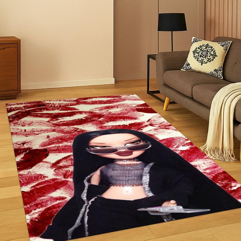 Cartoon Bratz Doll Cute Girl Carpet Rug for Bedroom Living Room Sofa Playroom Doormat Home Decor,Kid Game Area Rug Non-slip