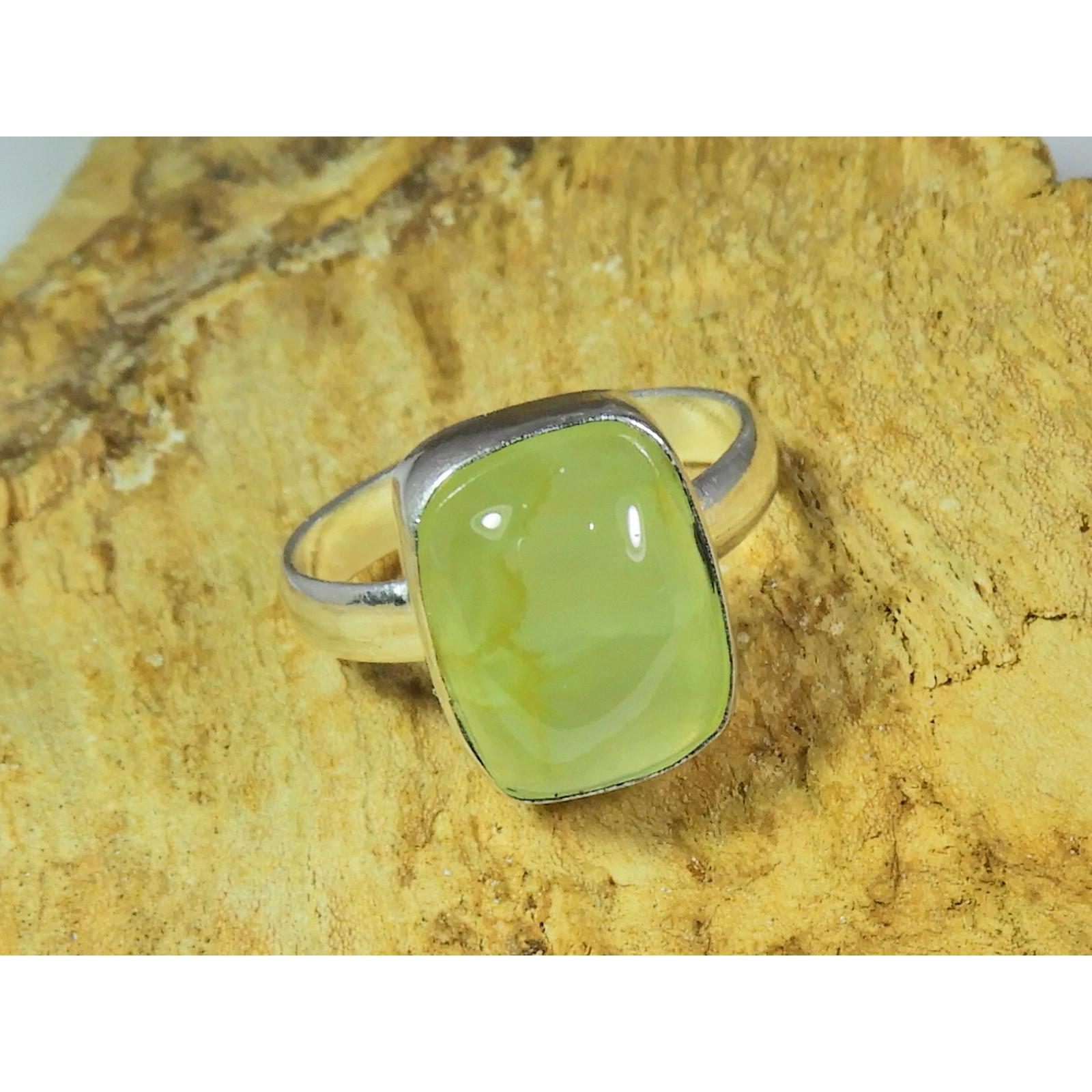 

Natural Prehnite 925 Solid Sterling Silver Ring Size US-7.5 PG-221