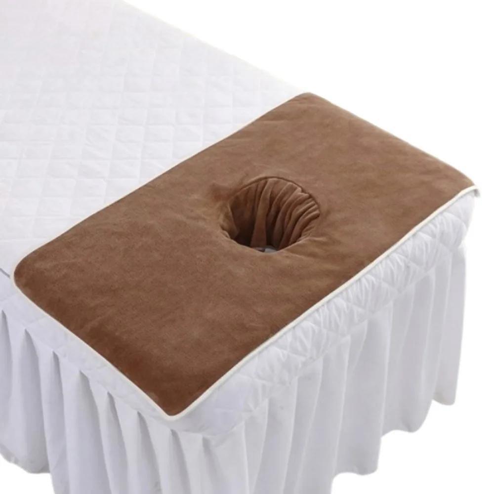 Serviette Visage Massage Épaisse Respirante Douce Serviette Salon de Beauté avec Trou Couleur Unie Coussinets Repose-Tête pour Salons de Beauté