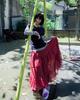 Loaegsyueol Dot Chiffon Flare Skirt_Red