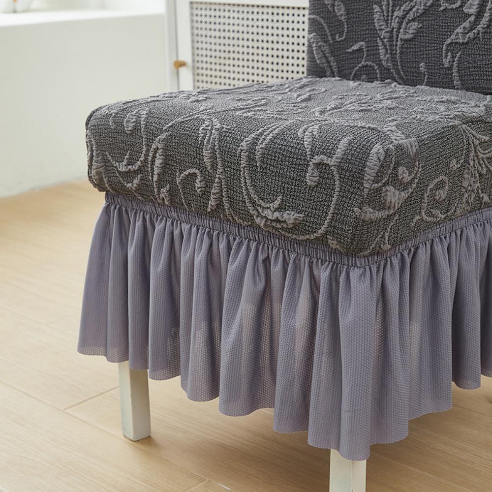 Chair Slipcover Knit Jacquard Fully Elastic Skirt Universal Dustproof Cover for Dining Chairs All Seasons