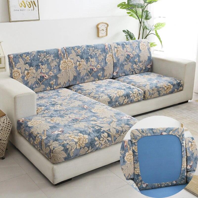 New Floral Printed Stretch Sofa Seat Cushion Cover Backrest Cover Protector for Couch Sofa Cover L Shape Chaselong Slipcovers