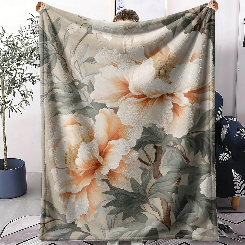 Peony Throw Soft Flannel AC Blanket Lightweight Summer Nap Throw Cozy Blanket for Sofa Bed Travel Home