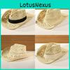 Sombrero de Vaquero Occidental Para Hombres y Mujeres Sombrero de Paja de Verano Protección Solar con Ala Ancha Moda al Aire Libre Protección UV