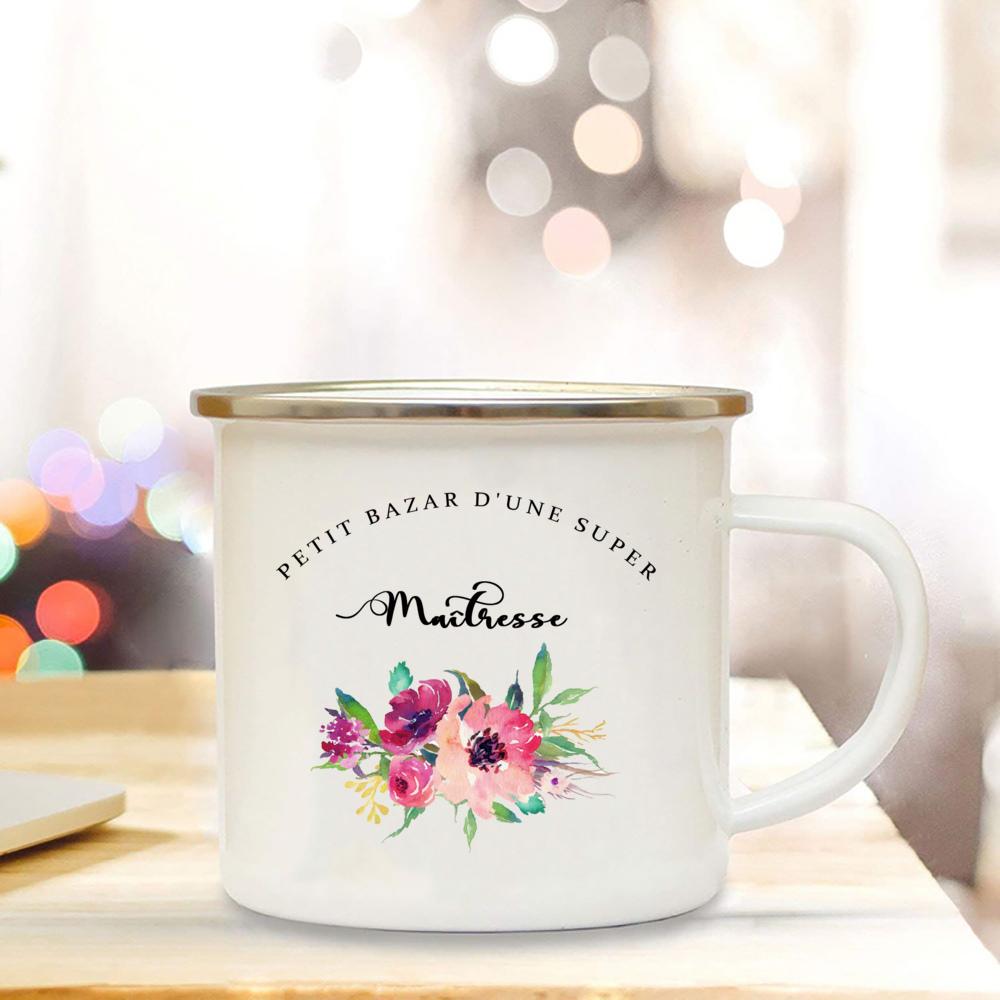 Little Mess of A Super Mistress France Enamel Mug Beautiful Premium Quality Gift Juice Tea Coffee Cup Gifts for Teacher
