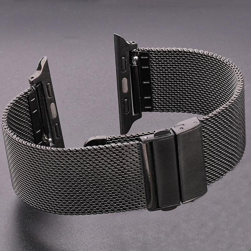 

Mesh Milanese Loop Bracelet for Apple Watch Band 44mm 40mm 38mm 42mm Silver Black Strap Wrist Iwatch Serie 4 3 Se 6 7 45mm 41mm For 42 44 45mm 49mm чёрный