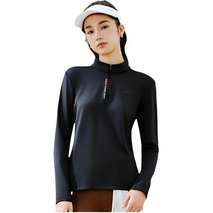 Anta Training Series Simple Stand Collar Letter Casual Versatile Comfortable Sports Knit Top Women tops 162547406-3