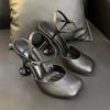 Mode Star Stil Mode Runde Zehenpartie Leder Damen Pumps Sexy Knöchelriemen Schnalle Büro Dame Dünne Hohe Absätze Sommer Party Kleiderschuhe