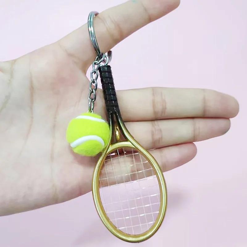 Chaveiro Criativo de Tênis Colorido Raquete de Tênis Mini Bola Fofa Estilo Esportivo Pingente de Chaveiro Lembrança Engraçada