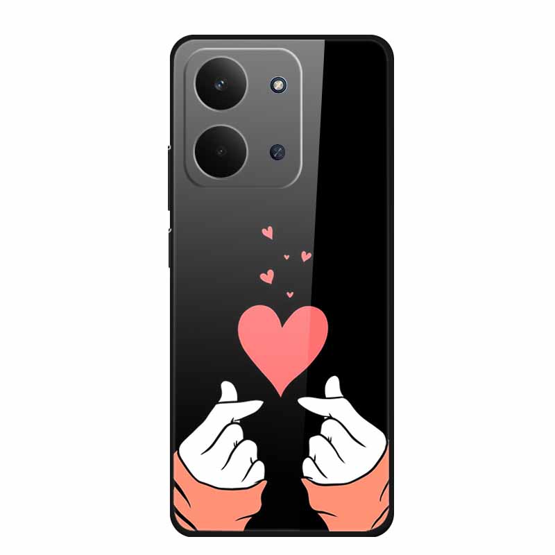Glas-Rückseite für Redmi 15C 4G Hülle 15 C Niedliche Cartoon-Hülle aus hartem gehärtetem Glas mit weichem Stoßfänger für Redmi 15C Hüllen Coques Fundas