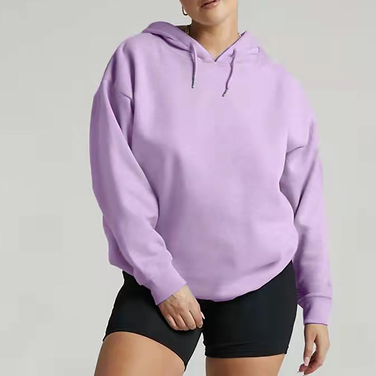 

Женский модный повседневный спортивный однотонный свитер с длинными рукавами и капюшоном XL